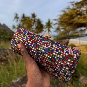 Multicolor Crystal Cylinder Evening Clutch Bag