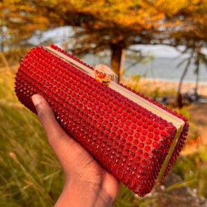 Red Crystal Evening Clutch Bag