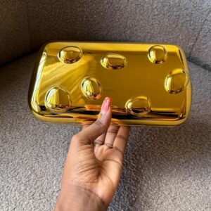 Luxury Metallic Bubble Clutch Bag – Gold