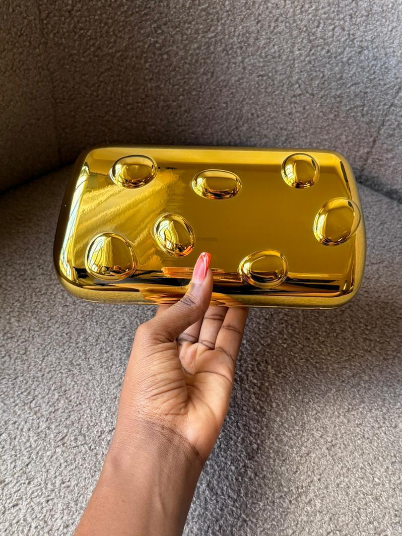 Luxury Metallic Bubble Clutch Bag – Gold