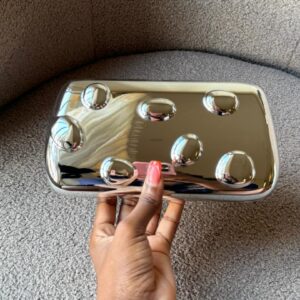 Luxury Metallic Bubble Clutch Bag – Silver