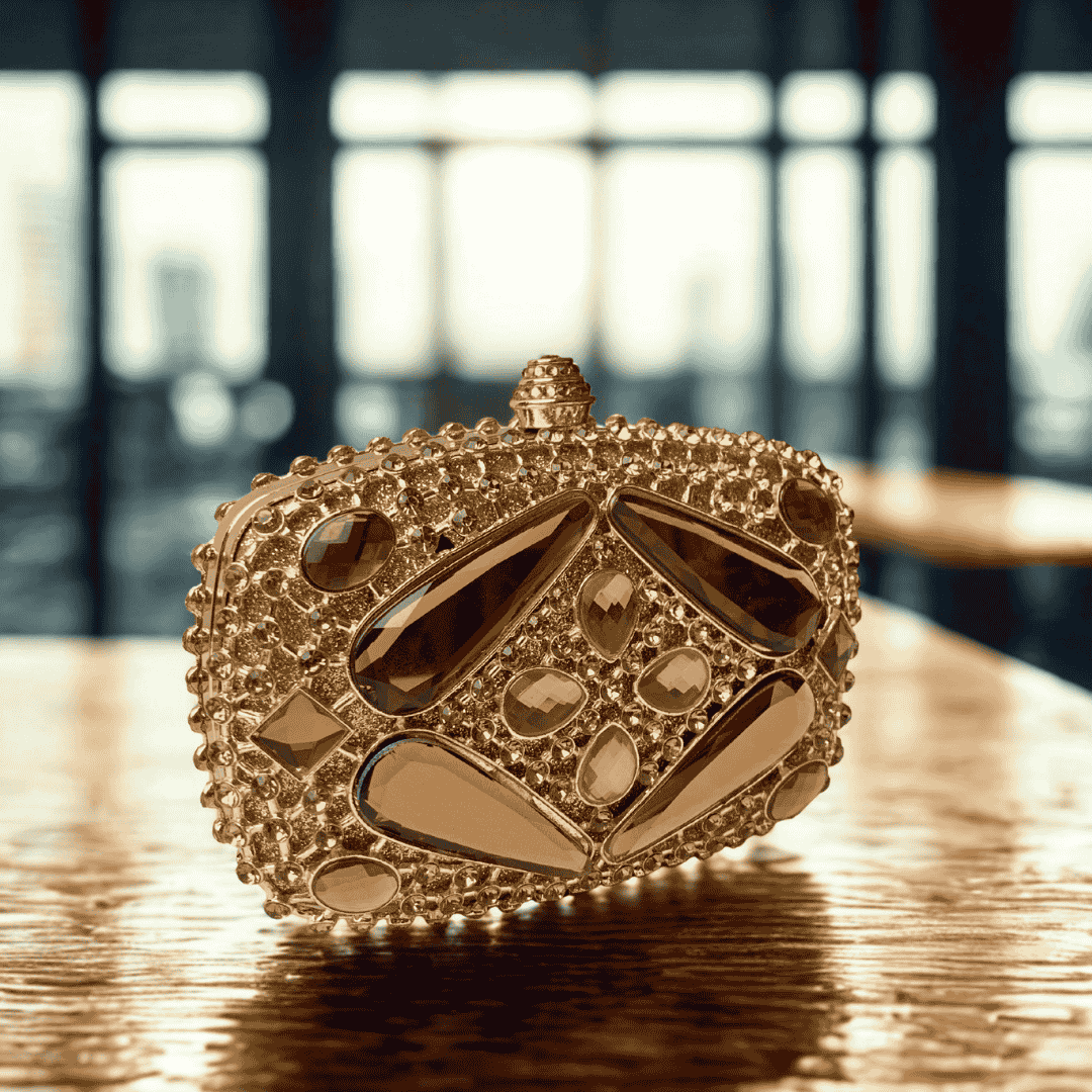 Gold Embellished Evening Clutch