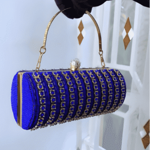Blue Crystal Cylinder Evening Clutch Bag