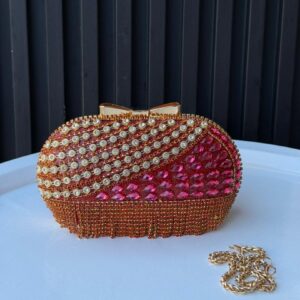 Ruby Glam Crystal Evening Clutch Bag