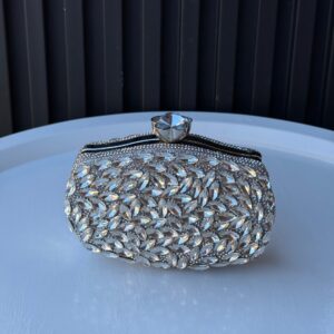 Silver Crystal Rhinestone Evening Clutch Bag