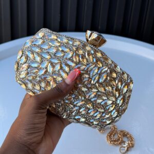 Gold Crystal Evening Clutch Bag