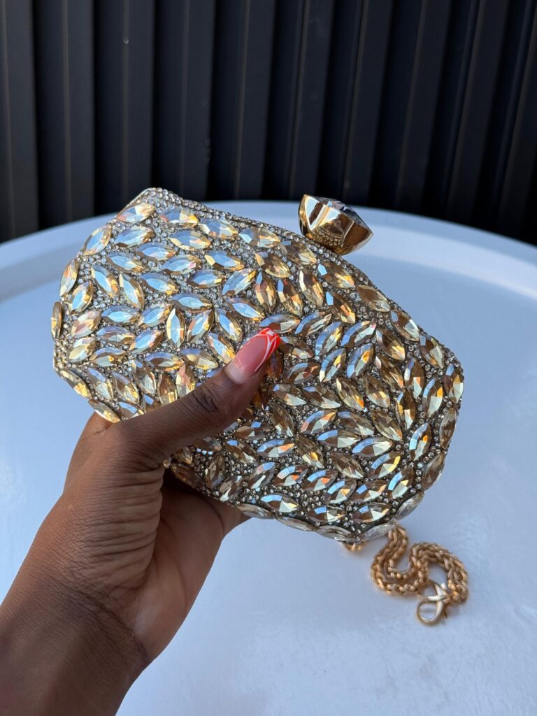 Gold Crystal Evening Clutch Bag