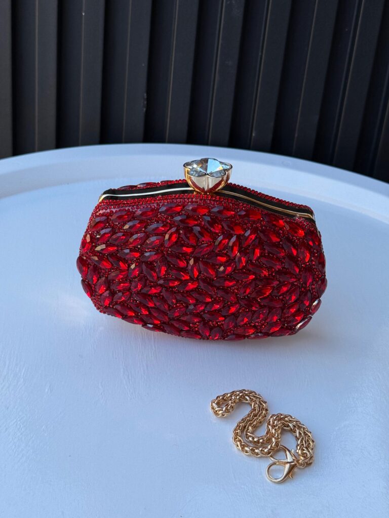 Red Crystal Evening Clutch Bag