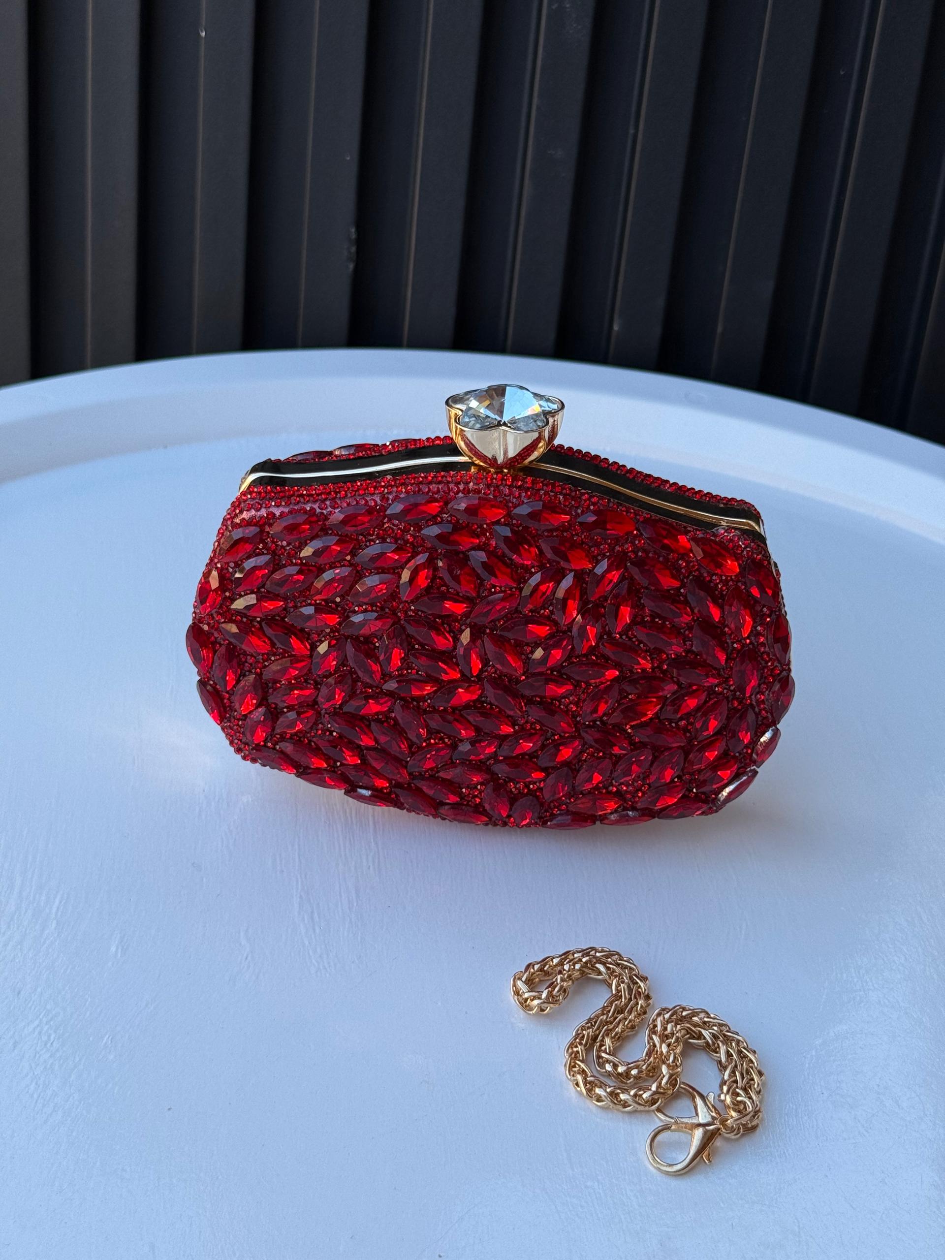 Red Crystal Evening Clutch Bag