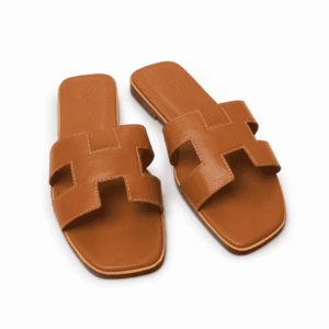 Tan Flat Slide Sandals for Women