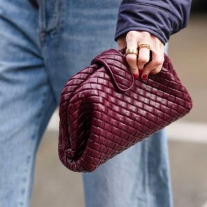 Burgundy Woven Clutch Bag