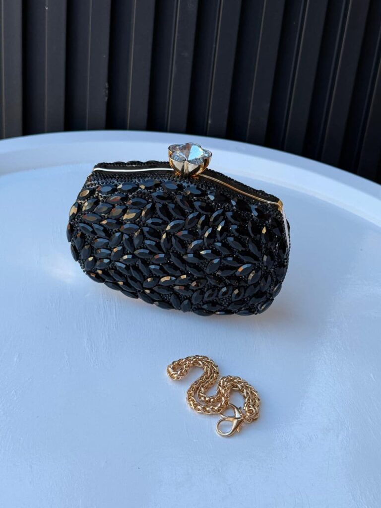 Black Crystal Evening Clutch Bag